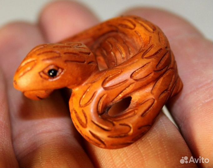 Статуэтка Змея Нэцкэ из Дерева Самшит ru*37