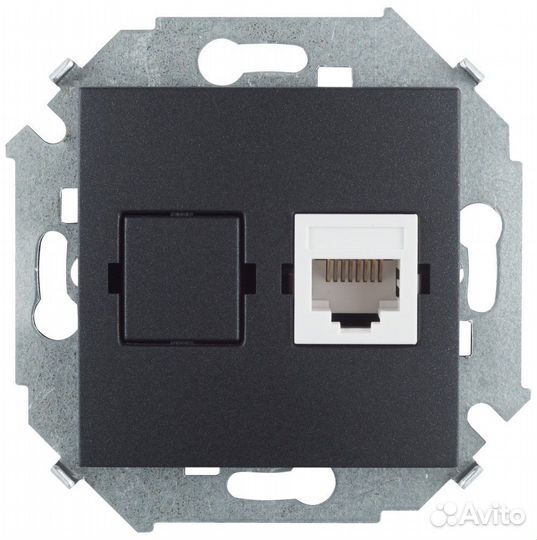 Simon 15 Графит Розетка компьютерная RJ45 кат.5е, Systimax