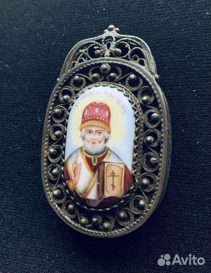 Панагия Николай Чудотворец с филигранью