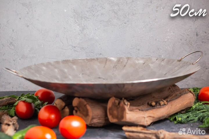Сковорода Садж из нержавеющей стали 50 см на подст
