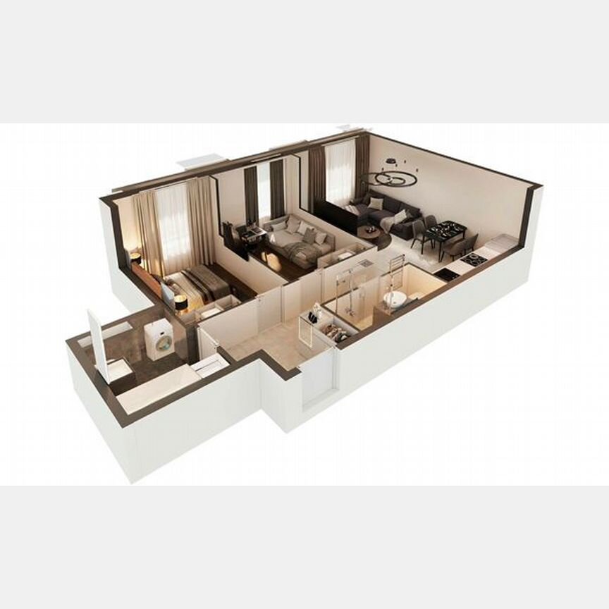 2-к. апартаменты, 60 м², 25/30 эт.