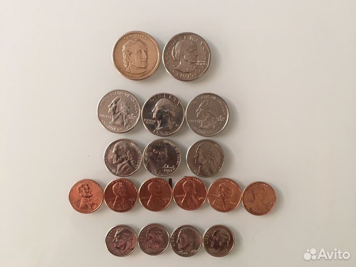 Иностранные монеты доллар США пакетом