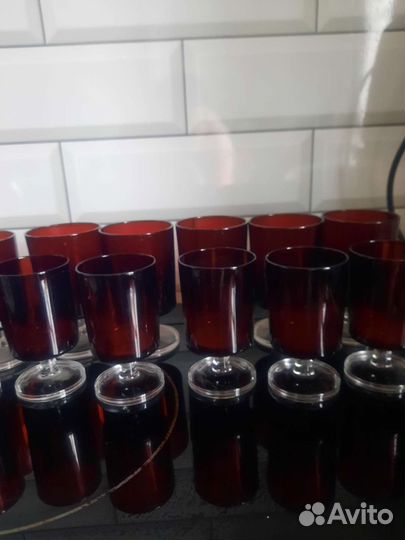 Винтажные фужеры из красного/рубинового стекла