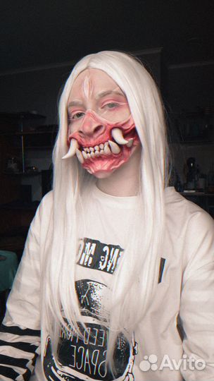 Маска Хання Они. Карнавальный костюм для Хеллоуина