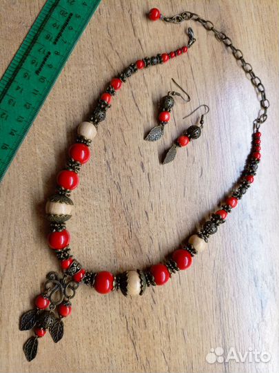 Комплект серебро, бижутерия авторской работы