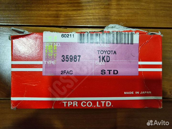 Кольца поршневые 1KD, STD, TPR (Япония) 35987-STD