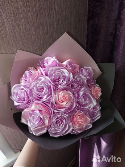 Букеты из атласных лент