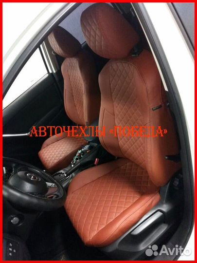 Чехлы Mazda CX-5 1 из экокожи коричневые Ромб