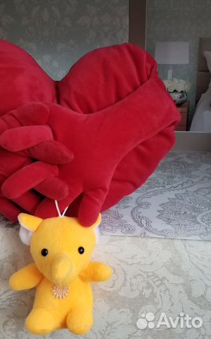 Мягкие игрушки подушечка сердце И слонёнок