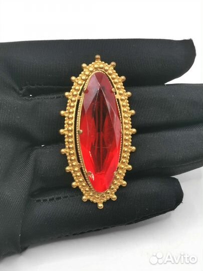 Брошь Красный камень Леденец Бижутерия СССР