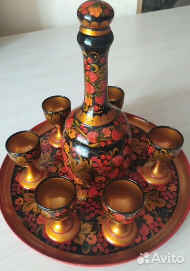 Чайный набор деревянный золотая хохлома