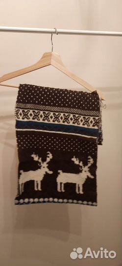 Снуд шарф зимний с оленями вязанный