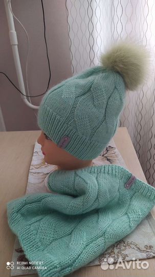 Комплект шапка и снуд Мятное настроение