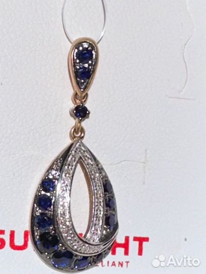 Золотая подвеска с бриллиантами и сапфирами