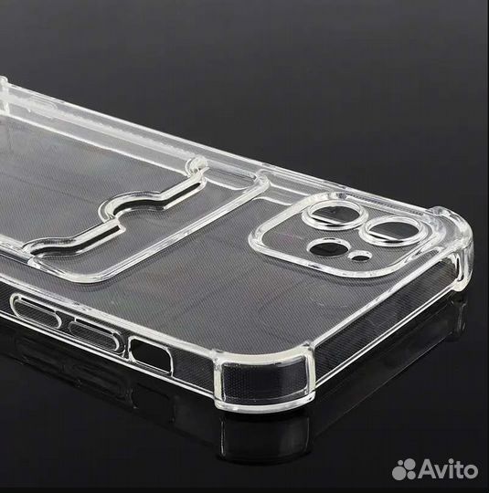 Чехол на iPhone 11 прозрачный с карманом