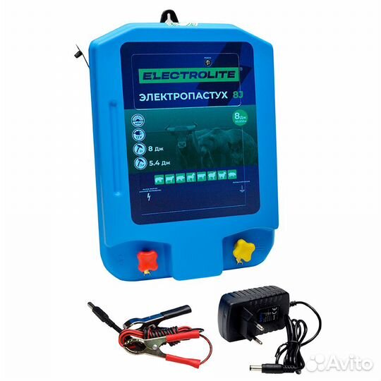 Электропастух electrolite 8J (12В, 8Дж/5,4Дж, 1100