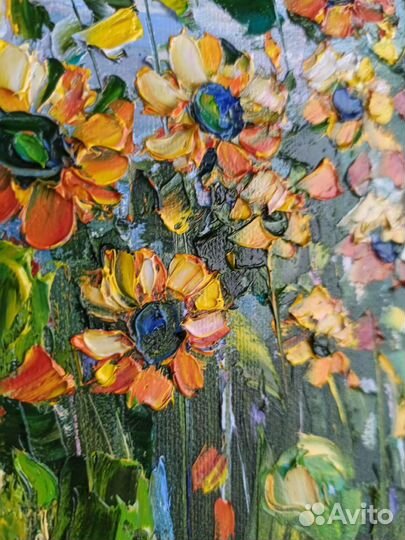 Подсолнухи маслом картина с цветами поле подсолух