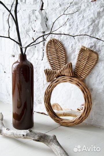 Зеркало плетёное из бумажной лозы (ручная работа)