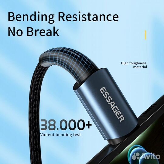 Кабели Essager USB C - USB C. Зарядный и дата 100W