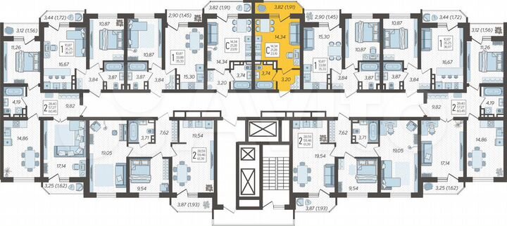 Квартира-студия, 23,2 м², 21/25 эт.