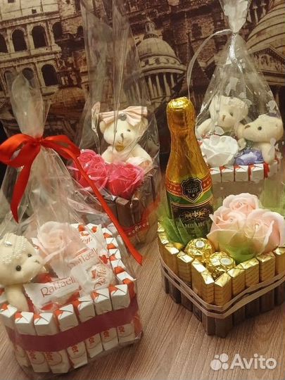 Сладкие букеты из конфет