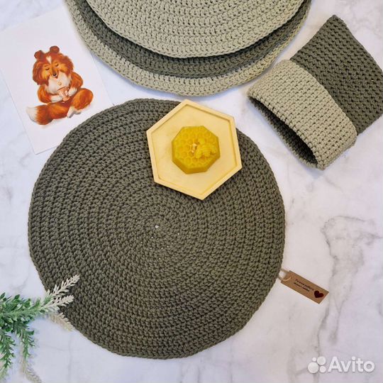 Салфетки сервировочные, набор, ручная работа