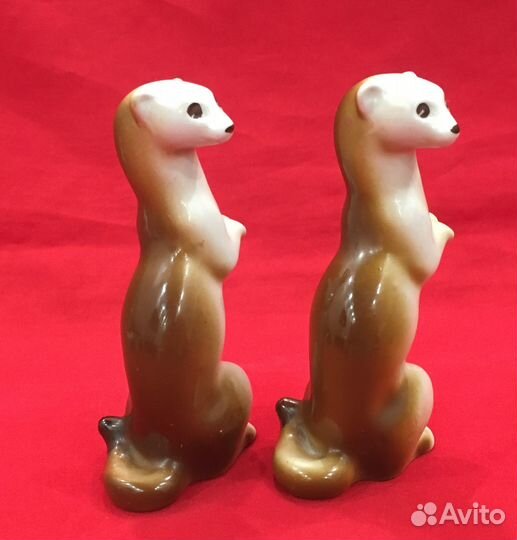 Статуэтки фарфоровые. Фигурки. Хорьки. Сурки. СССР