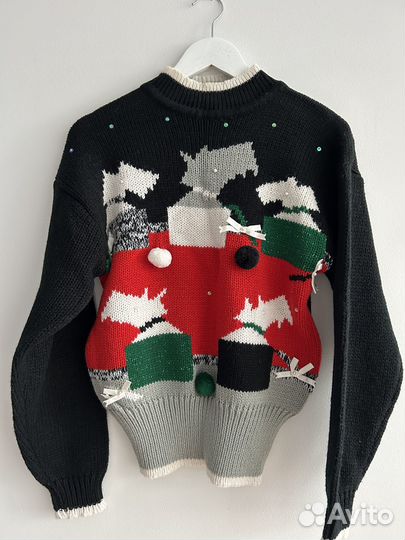 Свитер новогодний Ретро (черный, серый, красный)