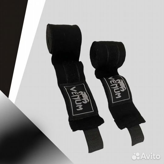 Бинт боксерский Venum черный 5м