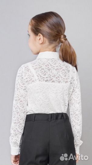 Блузка нарядная кружевная школьная, в комплекте с