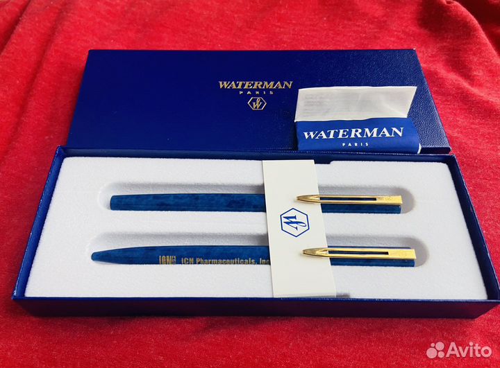 Waterman набор 2 ручки синий мрамор