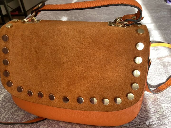 Новая кожаная с замшей женская сумка