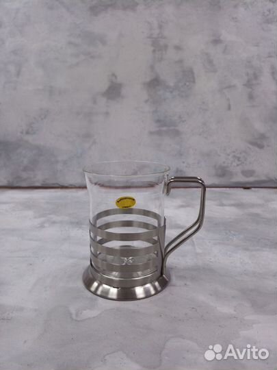 Подстаканник со стаканом из жаропрочного стекла