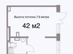Площади в аренду, 42 м², h потолков 8 метров