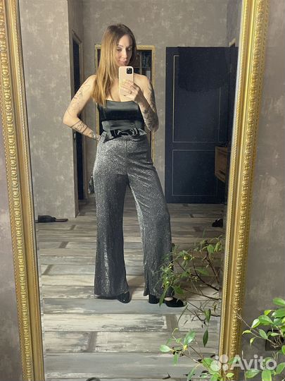 Брюки палаццо блестящие праздничные