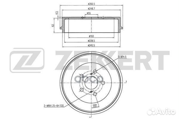 Барабан торм. зад. Toyota Avensis (T220) 97- bs