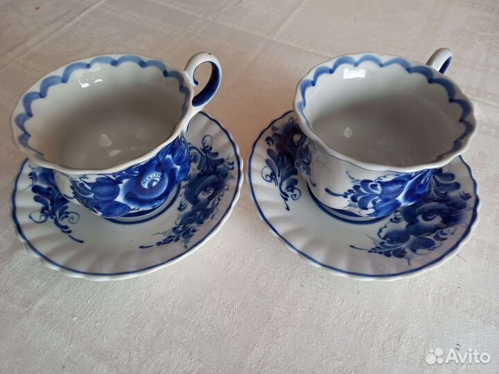 Гжель. Чашка с блюдцем