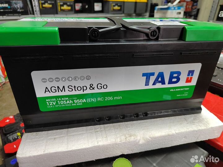 Аккумулятор TAB AGM Start-Go 105 Ач 950 А обр L6