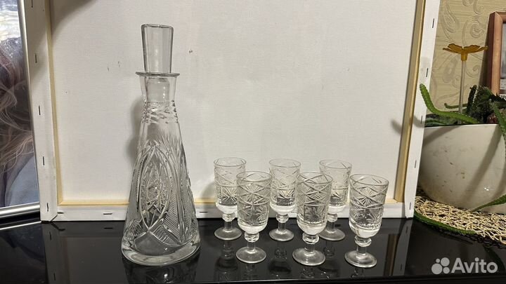 Графин и рюмки хрустальный СССР