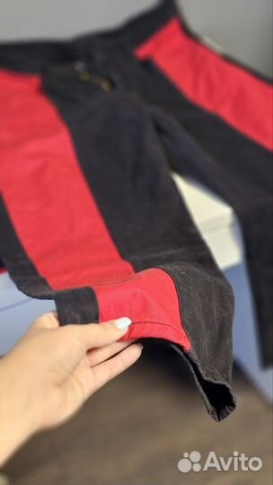 Штаны комбинированные черно-красные 50-52