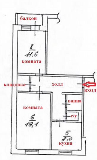 2-к. квартира, 54 м², 2/10 эт.