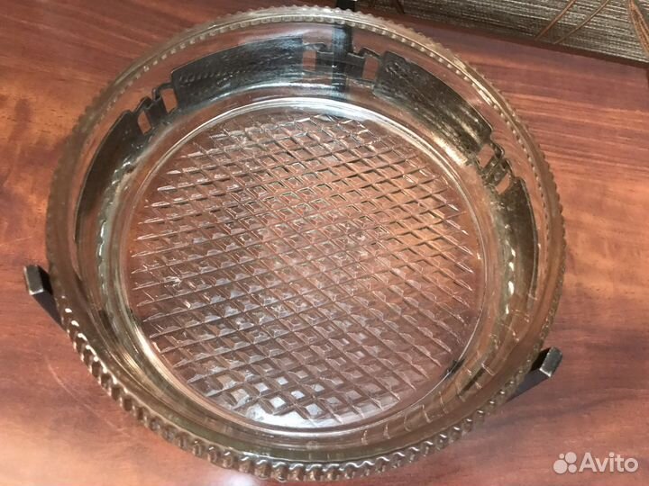 Вазoчка-кoнфеТница стекло металл СССР