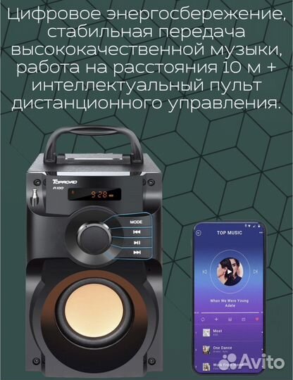 Мощная Портативная колонка Bluetooth с радио FM