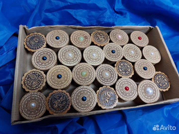 Берестяная шкатулка с жемчужиной 25 шт