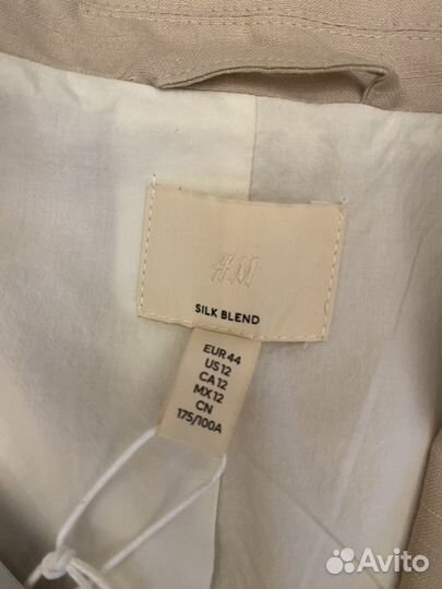 Пиджак жакет H&M Premium из шелка и льна XXL