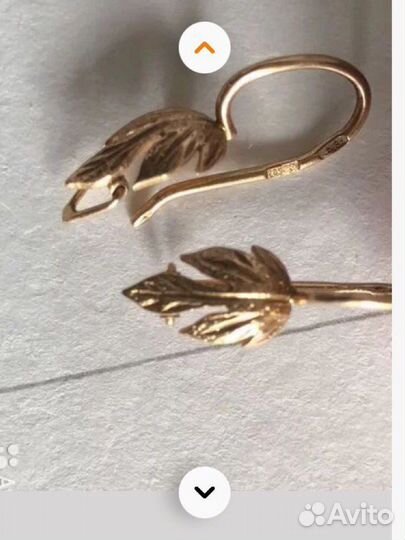 Золотые серьги СССР 583 лист клен