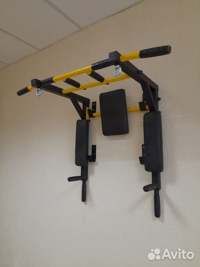 Турник брусья пресс 3 в 1 черно желтый