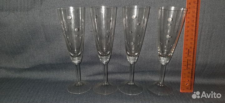 Бокалы, фужеры для шампанского, стекло винтаж СССР