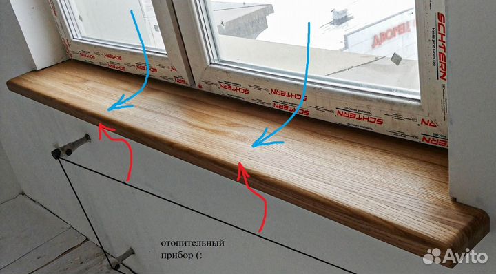 Подоконник деревянный из дуба