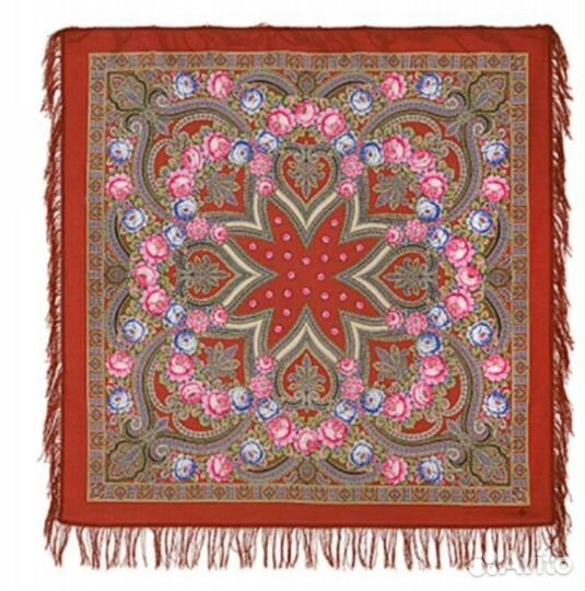 Павловопосадский шерстяной платок Купчиха 125 см